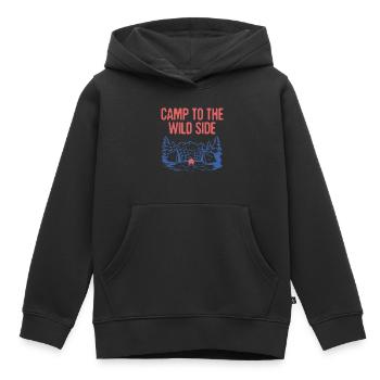 Campez au Wild Side Camping Forest Camper Woods - Sweat Premium à capuche enfant bio - noir - Devant - AI Model Kid Male (0cm)