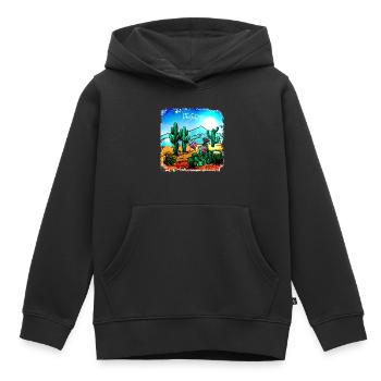 Kakteen in einer Wüstenlandschaft - Kinder Premium Organic Hoodie - Schwarz - Vorne - AI Model Kid Male (0cm)