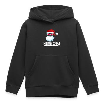 Nicolas disant la joie de Noël - Sweat Premium à capuche enfant bio - noir - Devant - AI Model Kid Male (0cm)