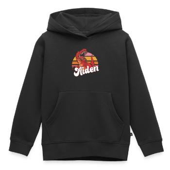 AIDEN - Schöner Jungen Name mit T-REX Dino - Kinder Premium Organic Hoodie - Schwarz - Vorne - AI Model Kid Male (0cm)