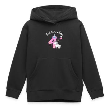 Einhorn Vier Vierter Geburtstag Unicorn - Kinder Premium Organic Hoodie - Schwarz - Vorne - AI Model Kid Male (0cm)