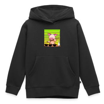 Pork tries sushi with chopsticks - Kids Premium Organic Hoodie - black - Front - AI Model Kid Male (0cm)