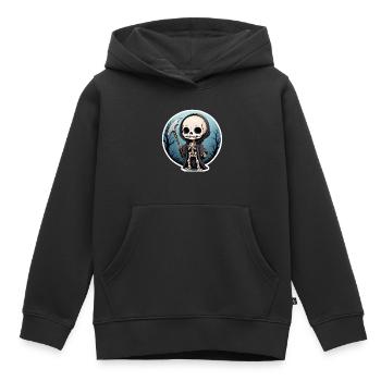 Halloween - niedlicher Tod - Skelett mit Sense - Kinder Premium Organic Hoodie - Schwarz - Vorne - AI Model Kid Male (0cm)
