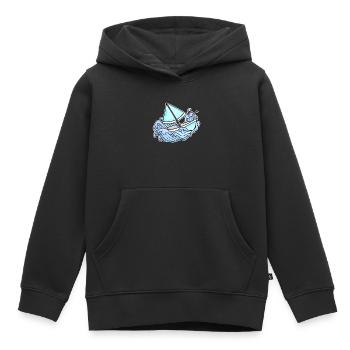 voilier voilier - Sweat Premium à capuche enfant bio - noir - Devant - AI Model Kid Male (0cm)