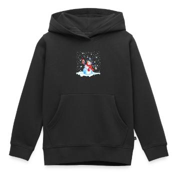 Noël nostalgie bonhomme de neige avec hibou, lanterne - Sweat Premium à capuche enfant bio - noir - Devant - AI Model Kid Male (0cm)