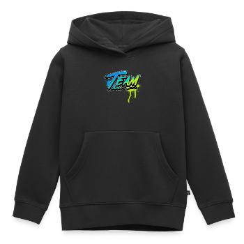 équipe - Sweat Premium à capuche enfant bio - noir - Devant - AI Model Kid Male (0cm)