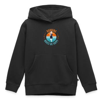 La course à pied me rend heureuse - Sweat Premium à capuche enfant bio - noir - Devant - AI Model Kid Male (0cm)