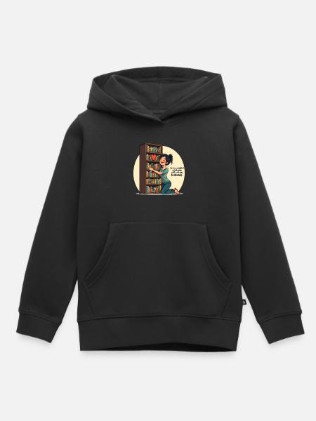Rat de bibliothèque rat de bibliothèque sur une étagère - Sweat Premium à capuche enfant bio - noir