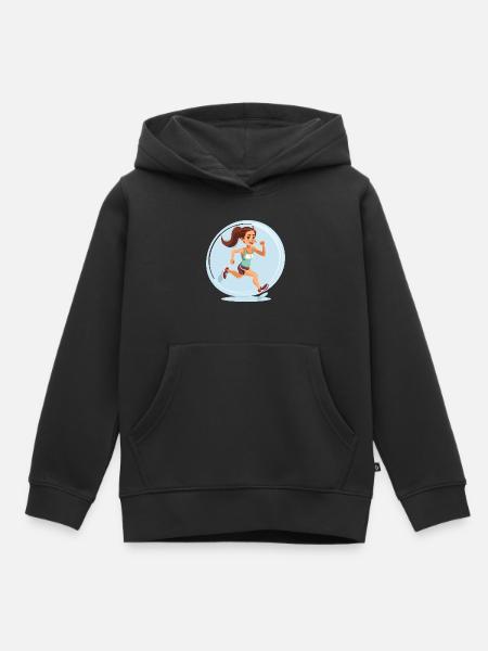 Läuferin im Comic-Stil - Kinder Premium Organic Hoodie - Schwarz