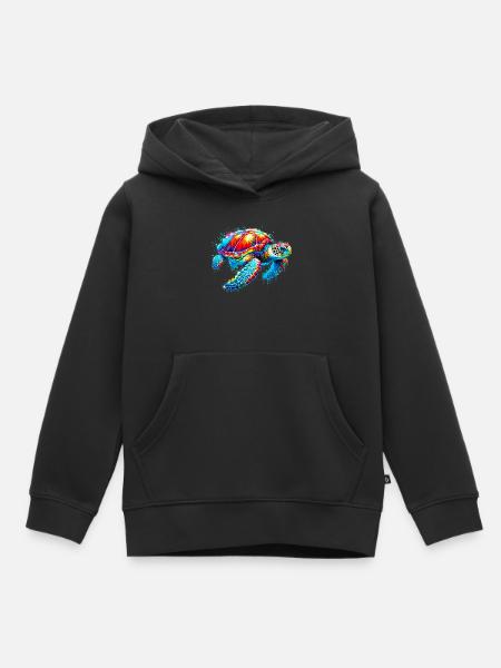 Tortue - Sweat Premium à capuche enfant bio - noir