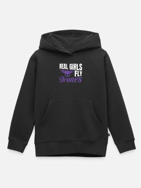 Real Girls fly Drones - Kinder Premium Organic Hoodie - Schwarz