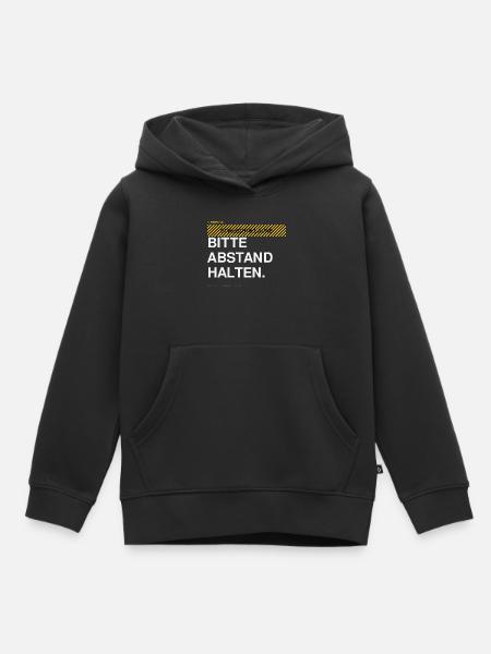 BITTE ABSTAND HALTEN Warnhinweis - Kinder Premium Organic Hoodie - Schwarz