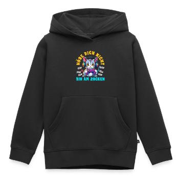 Höre Dich Nicht Bin Am Zocken Süße Katze Gamer - Kinder Premium Organic Hoodie - Schwarz - Vorne - AI Model Kid Male (0cm)