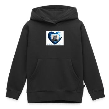 Esthétique de chat tigré en cœur en diamant bleu Furrfect - Sweat Premium à capuche enfant bio - noir - Devant - AI Model Kid Male (0cm)