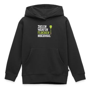 Darts Zielen Werfen Fluchen Nochmal Dart Spruch - Kinder Premium Organic Hoodie - Schwarz - Vorne - AI Model Kid Male (0cm)