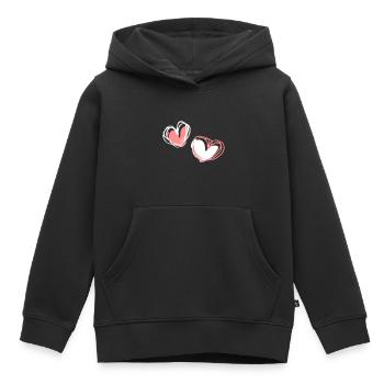 Zwei Herzformen - Kinder Premium Organic Hoodie - Schwarz - Vorne - AI Model Kid Male (0cm)