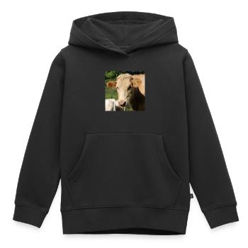 Affiche vache - Sweat Premium à capuche enfant bio - noir - Devant - AI Model Kid Male (0cm)