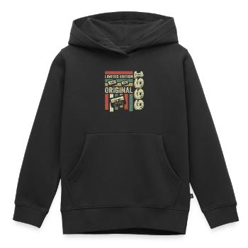 Millésime 1999 - citation d’anniversaire rétro 1999 - Sweat Premium à capuche enfant bio - noir - Devant - AI Model Kid Male (0cm)