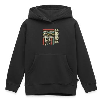 Millésime 1981 - citation d’anniversaire rétro 1981 - Sweat Premium à capuche enfant bio - noir - Devant - AI Model Kid Male (0cm)
