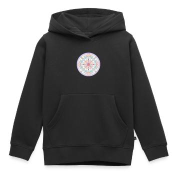 Mandala mit Risographie-Effekt - Kinder Premium Organic Hoodie - Schwarz - Vorne - AI Model Kid Male (0cm)