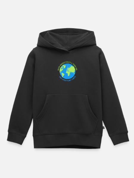 ne sous-estime pas une jeune fille planète n’aime la terre - Sweat Premium à capuche enfant bio - noir