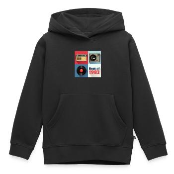 Le meilleur de 1982 Vinyl Radio Oldschool Turntable - Sweat Premium à capuche enfant bio - noir - Devant - AI Model Kid Male (0cm)