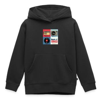 Le meilleur de 1962 Vinyl Radio Oldschool Turntable - Sweat Premium à capuche enfant bio - noir - Devant - AI Model Kid Male (0cm)