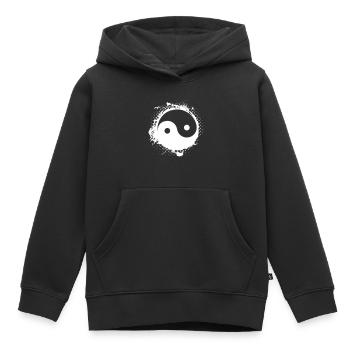 Yin et Yang - Sweat Premium à capuche enfant bio - noir - Devant - AI Model Kid Male (0cm)