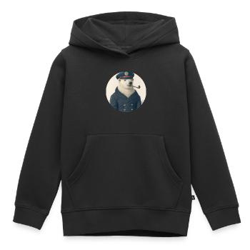 Old fur seal - polar bear with pipe - Kids Premium Organic Hoodie - black - Front - AI Model Kid Male (0cm)