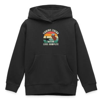 Fishing Legend - Level Rostige Dose abgeschlossen - Kinder Premium Organic Hoodie - Schwarz - Vorne - AI Model Kid Male (0cm)