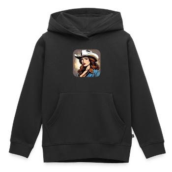 Fille de l’Ouest cool - Sweat Premium à capuche enfant bio - noir - Devant - AI Model Kid Male (0cm)
