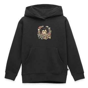 Gueisha Doodle Flat - Sweat Premium à capuche enfant bio - noir - Devant - AI Model Kid Male (0cm)