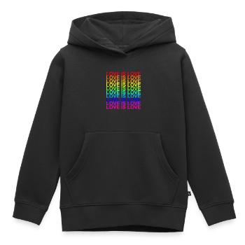 LOVE IS LOVE - Sweat Premium à capuche enfant bio - noir - Devant - AI Model Kid Male (0cm)