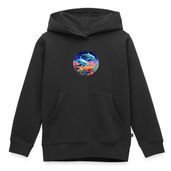 Dauphin - couleurs vives - symphonie aquatique - Sweat Premium à capuche enfant bio - noir - Devant - AI Model Kid Male (0cm)