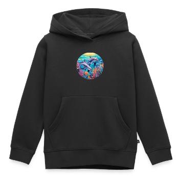 Delphin -lebendige Farben - Chromatische - Kinder Premium Organic Hoodie - Schwarz - Vorne - AI Model Kid Male (0cm)