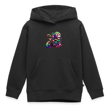 Singe arc-en-ciel à la roue arc-en-ciel - Sweat Premium à capuche enfant bio - noir - Devant - AI Model Kid Male (0cm)