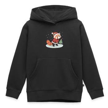 Panda roux - Noël - Sweat Premium à capuche enfant bio - noir - Devant - AI Model Kid Male (0cm)