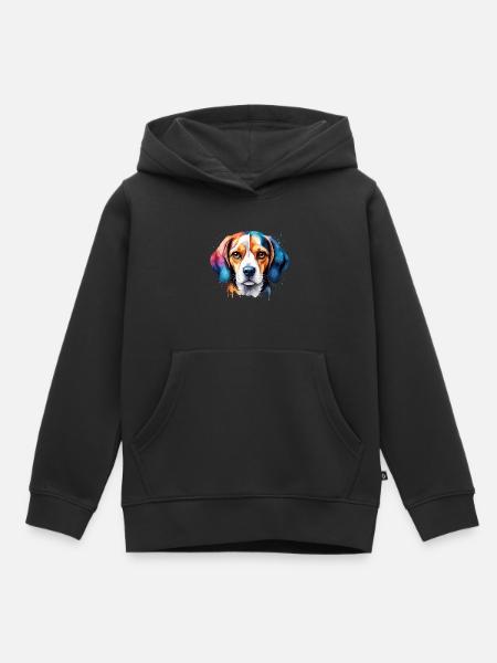 Beagle Hund Rasse Hund in bunten Neoon-Farben - Hoodie Premium barn ekologisk - svart