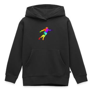 Roller Derby patins à roues alignées arc-en-ciel couleurs polygone - Sweat Premium à capuche enfant bio - noir - Devant - AI Model Kid Male (0cm)