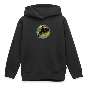 Cyclomoteur Schwalbe rétro Simmi - Sweat Premium à capuche enfant bio - noir - Devant - AI Model Kid Male (0cm)