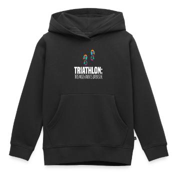 TRIATHLON: AUTANT DE DOULEUR COÛTE CHER. Cadeaux - Sweat Premium à capuche enfant bio - noir - Devant - AI Model Kid Male (0cm)
