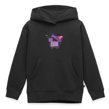 Panier avec cadeaux - Sweat Premium à capuche enfant bio - noir - Devant - AI Model Kid Male (0cm)