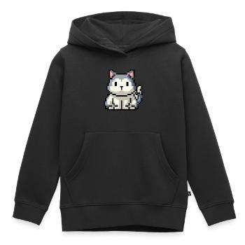 8bit 16bit verpixelt Katze - Kinder Premium Organic Hoodie - Schwarz - Vorne - AI Model Kid Male (0cm)