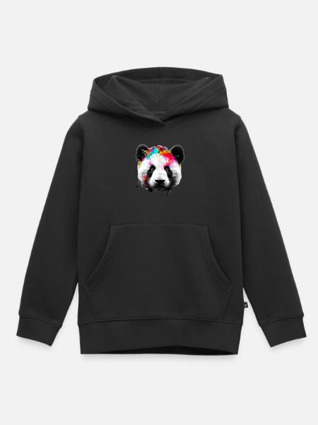 Bunter Panda - Kinder Premium Organic Hoodie - Schwarz