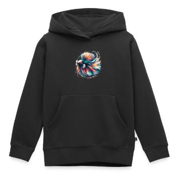 Betta Splendens Lumineux, Coloré - Sweat Premium à capuche enfant bio - noir - Devant - AI Model Kid Male (0cm)