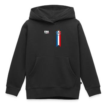 France championnat d europe football équipe france - Sweat Premium à capuche enfant bio - noir - Devant - AI Model Kid Male (0cm)