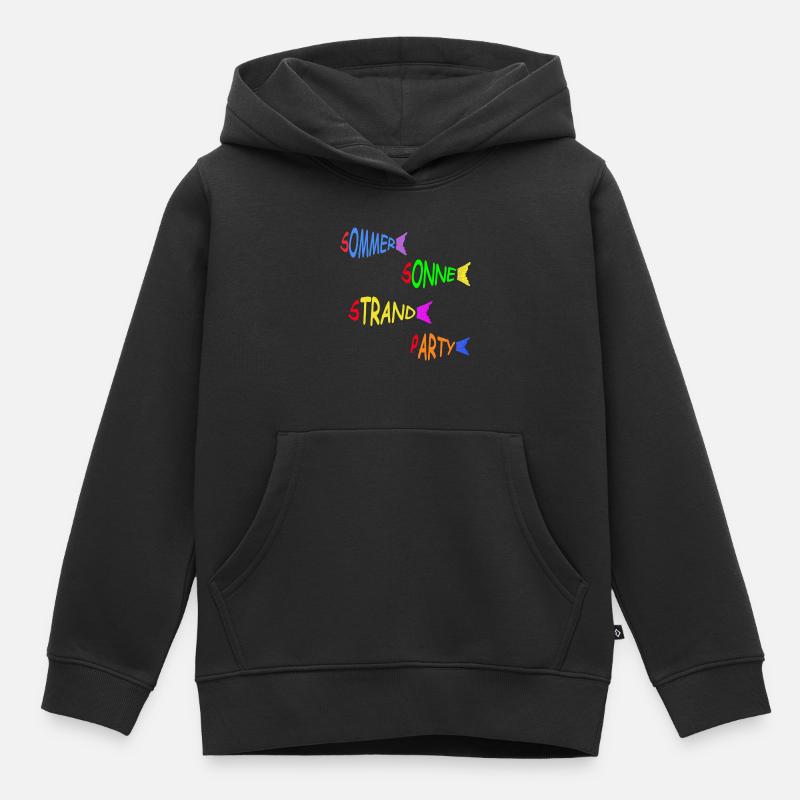 Soleil d’été Plage Poisson - Sweat Premium à capuche enfant bio - noir