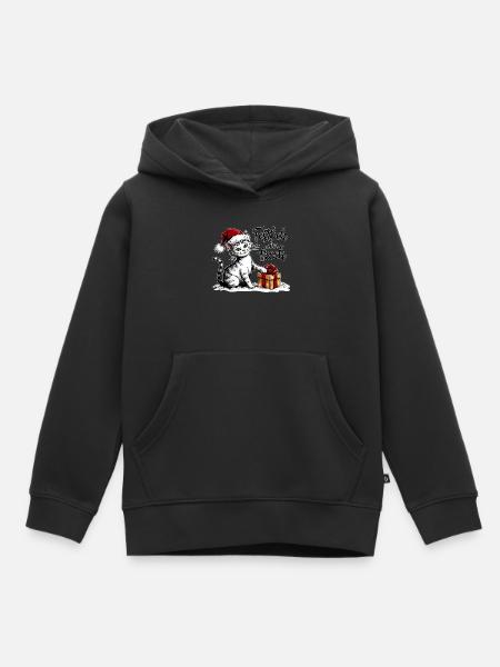 Weihnachts Katze – lustiges Wintermotiv - Kinder Premium Organic Hoodie - Schwarz