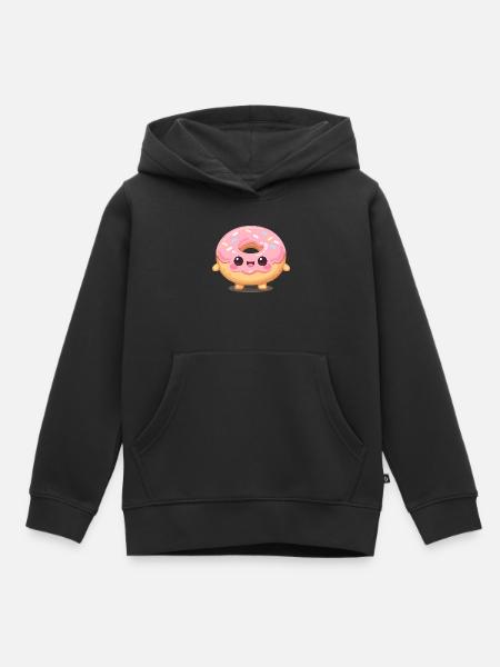 Kawaii Donut Lächeln - Kinder Premium Organic Hoodie - Schwarz