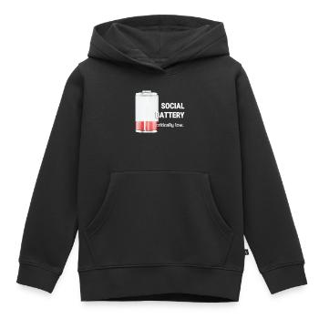 Social Battery – Critically Low - Kinder Premium Organic Hoodie - Schwarz - Vorne - AI Model Kid Male (0cm)
